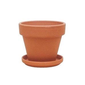 Doniczka gliniana TERAKOTA 7cm Z PODSTAWKĄ - donica ceglana ceramiczna