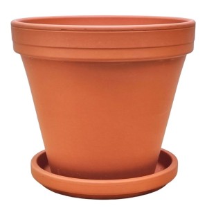 Doniczka gliniana TERAKOTA 24cm Z PODSTAWKĄ - donica ceramiczna ceglana
