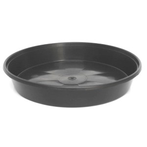 Podstawka plastikowa DonKwiat 18cm okrągła czarna, pod doniczki produkcyjne