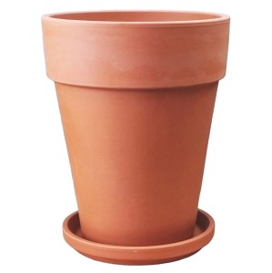 Doniczka gliniana wysoka TERAKOTA NATUR XL 26cm z podstawką - mrozoodporna