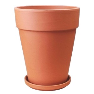Doniczka gliniana TERAKOTA XL 21cm Z PODSTAWKĄ - donica ceramiczna ceglana