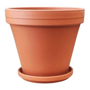 Doniczka gliniana TERAKOTA 20cm Z PODSTAWKĄ - donica ceglana naturalna