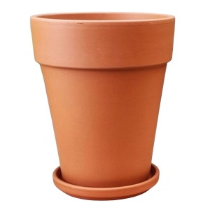 Doniczka gliniana TERAKOTA XL 17cm Z PODSTAWKĄ - donica ceramiczna ceglana