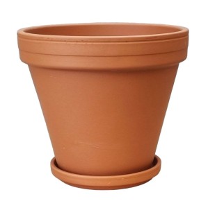 Doniczka gliniana TERAKOTA 16cm Z PODSTAWKĄ - donica ceramiczna ceglana