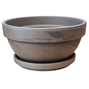 Doniczka gliniana MISA LEVY BAZALT 23cm Z PODSTAWKĄ - donica z terakoty