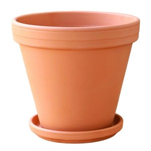 Doniczka gliniana TERAKOTA 17cm Z PODSTAWKĄ - donica ceramiczna ceglana