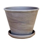Doniczka gliniana ORA BAZALT 23cm Z PODSTAWKĄ donica ceramiczna z terakoty
