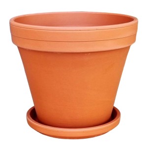 Doniczka z podstawką ceramiczna TERAKOTA 20cm - donica gliniana ceglana