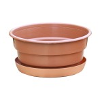 Misa 18cm 1,8L brąz terakota z podstawką - doniczka na chryzantemy, stroiki