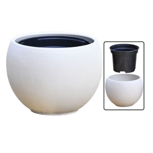 Doniczka gliniana KULA LUNA GRANIT 14cm - osłonka z terakoty + wkład