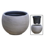 Doniczka gliniana KULA LUNA BAZALT 14cm - osłonka z terakoty + wkład