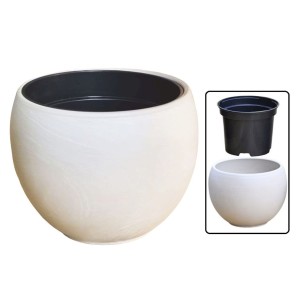 Doniczka gliniana KULA LUNA GRANIT 20cm - osłonka z terakoty + wkład
