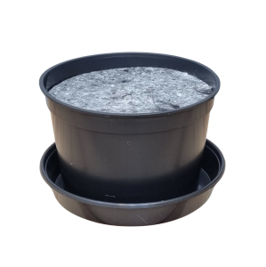 Doniczka okrągła niska 2L 18cm + podstawka + osłona filcowa ściółkująca