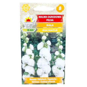 Malwa ogrodowa biała pełna - Alcea rosea, topolówka - nasiona Toraf 0,5g