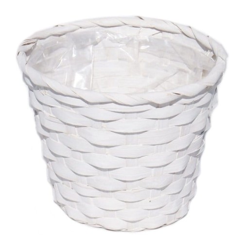 Doniczka BAMBUSOWA osłonka BIAŁA PRZECIERANA 11cm