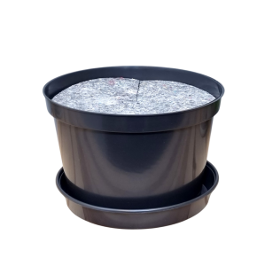 Doniczka produkcyjna okrągła niska 7,5L 27cm z podstawką i osłoną filcową