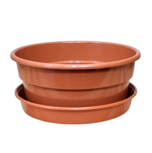 Misa 27cm 4,7L brąz terakota z podstawką - doniczka na chryzantemy, stroiki