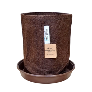 Doniczka filcowa 3,8L brązowa z podstawką - torba growbag do uprawy roślin