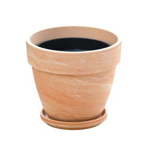 Doniczka gliniana LEVANTE PIASEK 19cm z podstawką i wkładem do mini choinki