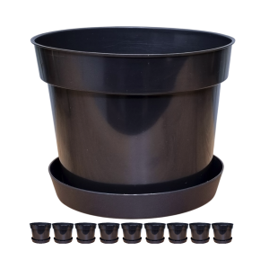 Doniczki produkcyjne 2L 17cm okrągłe z podstawkami x10szt. - do tui iglaków