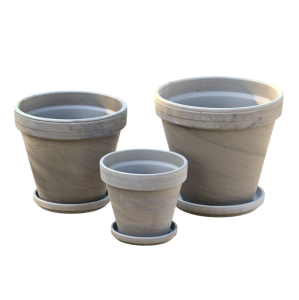 Doniczki gliniane Terakota BAZALT - zestaw 3 doniczek - 11cm, 15cm i 17cm