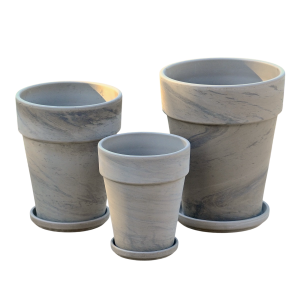 Doniczki gliniane Terakota BAZALT XL - zestaw 3 doniczek - 11cm 14cm i 17cm