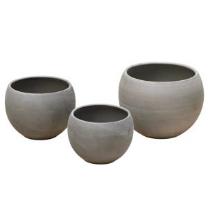 Doniczki gliniane KULA LUNA BAZALT - zestaw 3 doniczek - 12cm, 14cm i 16cm