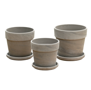 Doniczki gliniane CALIMA BAZALT - zestaw 3 doniczek - 19cm, 21cm i 24cm
