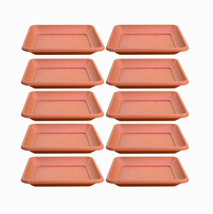 Podstawki pod doniczki Terra 14cm kwadratowe x 10szt. - kolor terakota