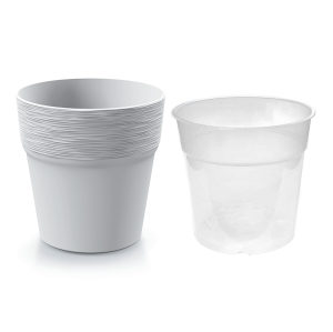 Doniczka osłonka Furu Round 12cm biała z wkładem do uprawy storczyka