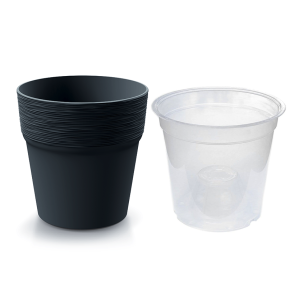 Doniczka osłonka Furu Round 17,5cm antracytowa z wkładem do storczyka