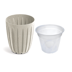 Doniczka Wario Eco Wood 16,5cm beżowa osłonka z wkładem do uprawy storczyka