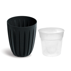 Doniczka Wario Eco Wood 14cm antracytowa - osłonka z wkładem do storczyka