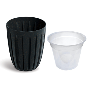 Doniczka Wario Eco Wood 16,5cm antracytowa - osłonka z wkładem do storczyka