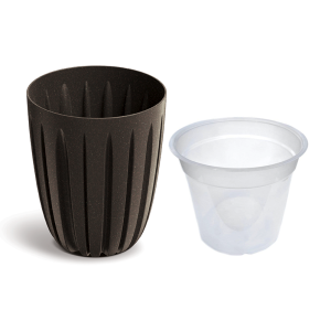 Doniczka Wario Eco Wood 16,5cm brąz kawowy - osłonka z wkładem do storczyka