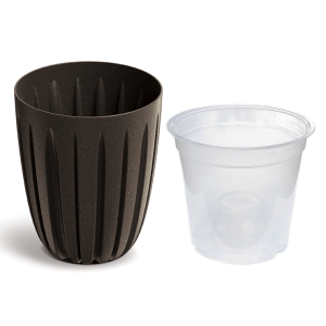 Doniczka Wario Eco Wood 19cm brąz kawowy - osłonka z wkładem do storczyka