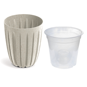 Doniczka Wario Eco Wood 19cm beżowa - osłonka z wkładem do storczyka