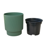 Doniczka Milly Round Cylinder 20cm zielona pinia - osłonka z wkładem