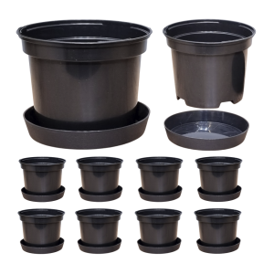 Doniczki produkcyjne czarne DonKwiat RS1A 1L 13cm OK z podstawkami x10szt.