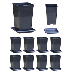 Doniczki produkcyjne wysokie HS2A 2L 12cm kwadratowe z podstawkami x 10szt.