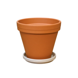 Doniczka gliniana TERAKOTA CEGLANA 14cm z podstawką w kolorze granitowym