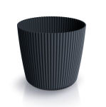 Doniczka Milly Round Prosta 17cm antracytowa - osłonka ozdobna ryflowana