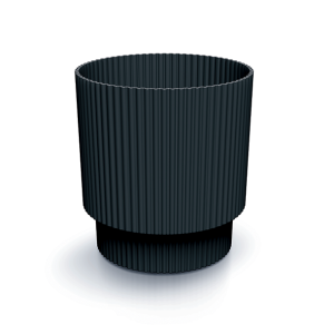 Doniczka Milly Round Cylinder 13cm antracytowa - osłonka ozdobna ryflowana