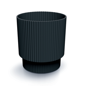 Doniczka Milly Round Cylinder 17cm antracytowa - osłonka ozdobna ryflowana