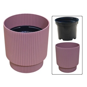 Doniczka Milly Round Cylinder 20cm marsala - osłonka ozdobna z wkładem