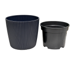 Doniczka Milly Round Prosta 17cm antracytowa - osłonka ozdobna z wkładem