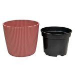 Doniczka Milly Round Prosta 17cm marsala - osłonka ozdobna z wkładem