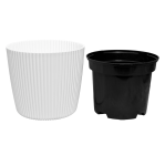 Doniczka Milly Round Prosta 20cm biała - osłonka ozdobna z wkładem