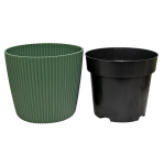Doniczka Milly Round Prosta 24cm zielona pinia - osłonka ozdobna z wkładem
