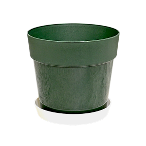 Doniczka plastikowa Grower 12,5cm 1L zielona leśna z białą podstawką